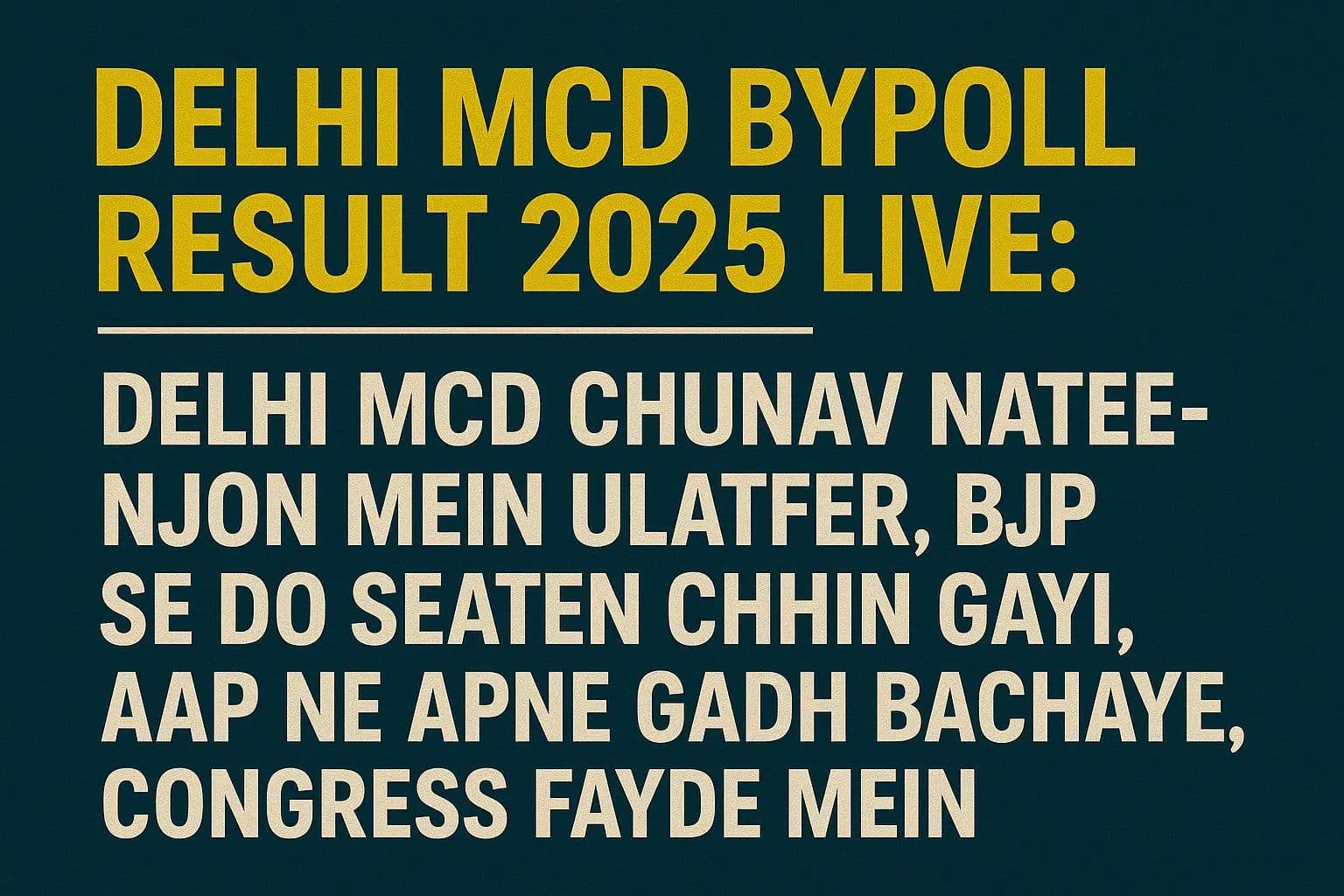 Delhi MCD Bypoll Result 2025 LIVE: दिल्ली MCD चुनाव नतीजों में उलटफेर, बीजेपी से दो सीटें छिनी, AAP ने बचाए गढ़, फायदे में कांग्रेस