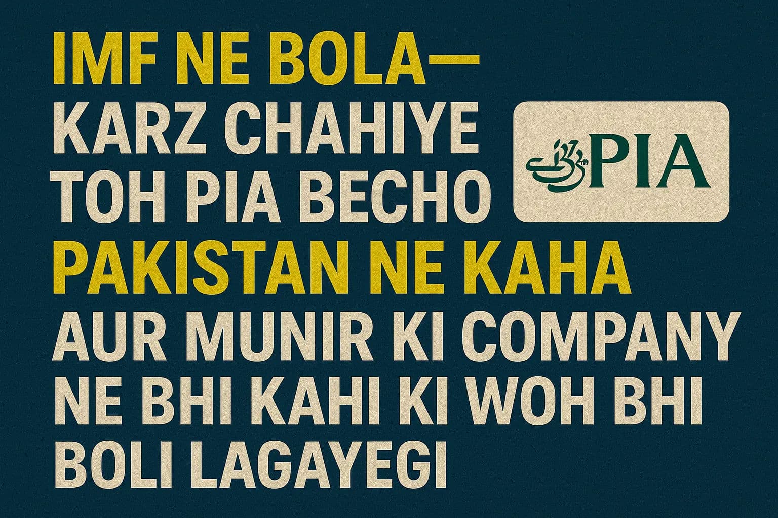 IMF बोला कर्ज़ चाहिए तो PIA बेचो, पाकिस्तान बोला “ठीक है!”, मुनीर की कंपनी भी बोली लगाएगी | The Lallantop
