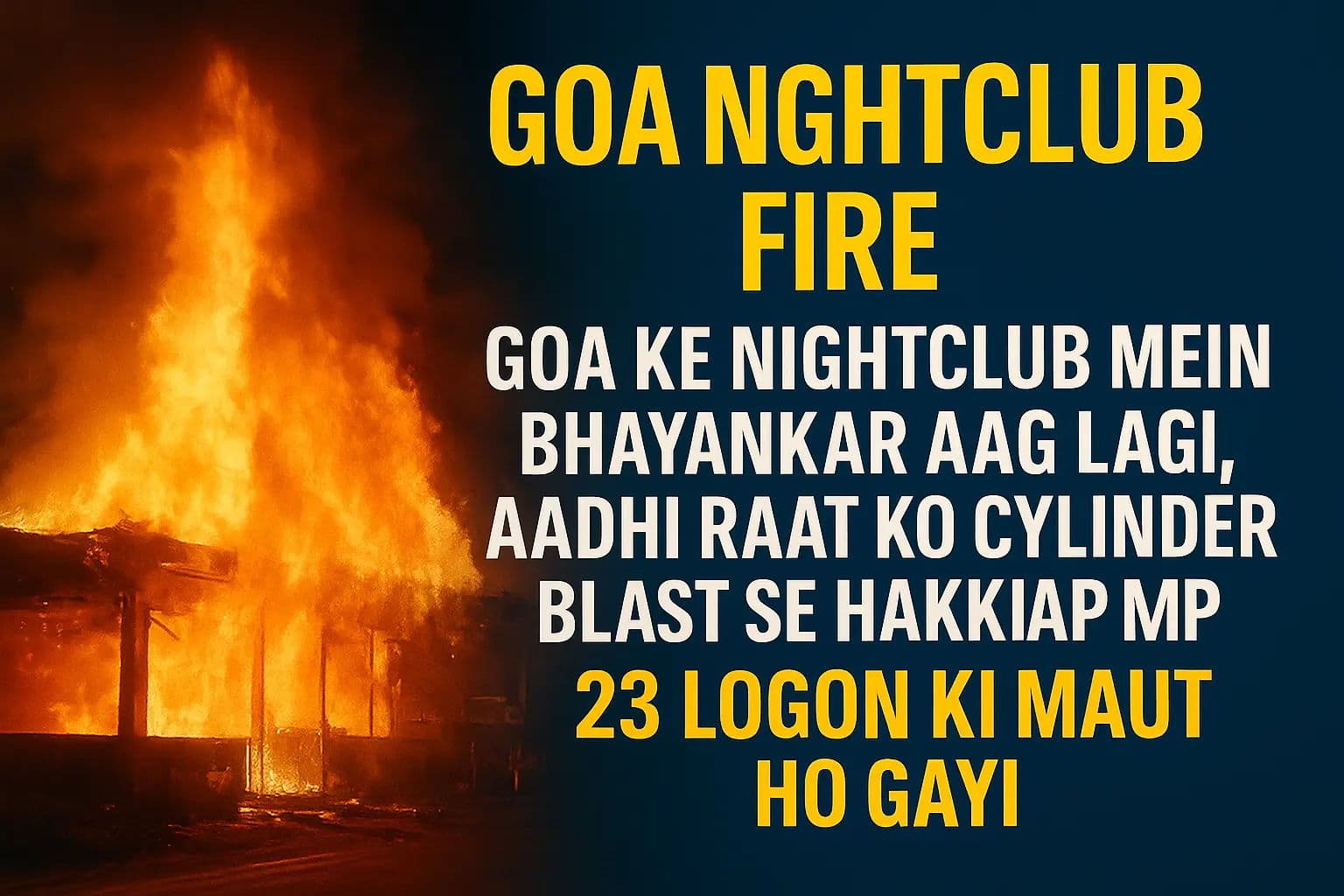 Goa Nightclub Fire: गोवा के नाइट क्लब में लगी भयंकर आग, आधी रात को सिलेंडर ब्लास्ट से हड़कंप, 23 लोगों की मौत