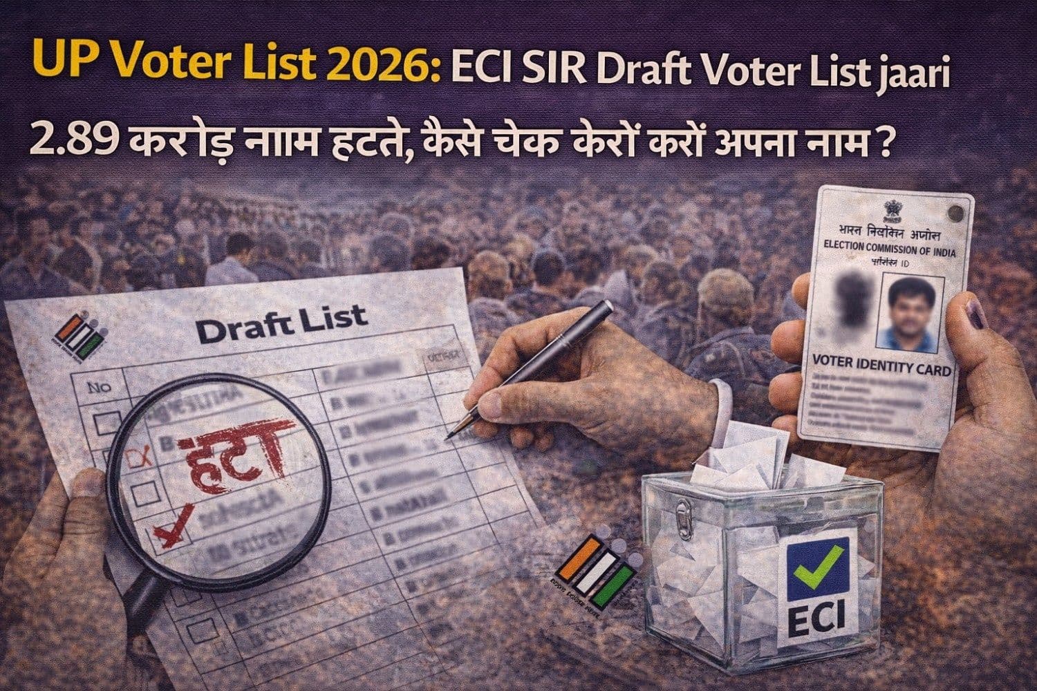 UP वोटर लिस्ट 2026: ECI SIR ड्राफ्ट वोटर लिस्ट जारी | 2.89 करोड़ नाम हटे, कैसे चेक करें अपना नाम?