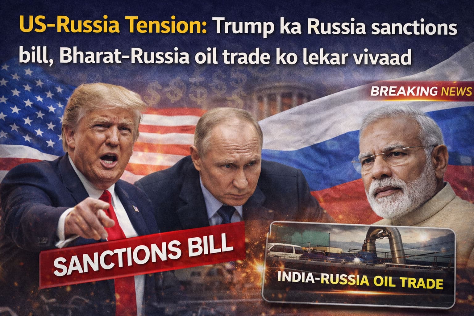 US-Russia Tension: ट्रंप का रूस प्रतिबंध बिल, भारत-रूस तेल ट्रेड को लेकर विवाद