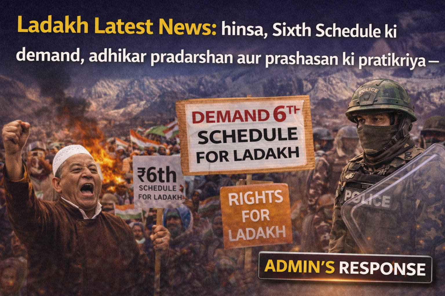 Ladakh Latest News: हिंसा, Sixth Schedule मांग, अधिकार प्रदर्शन और प्रशासन की प्रतिक्रिया – ताज़ा अपडेट