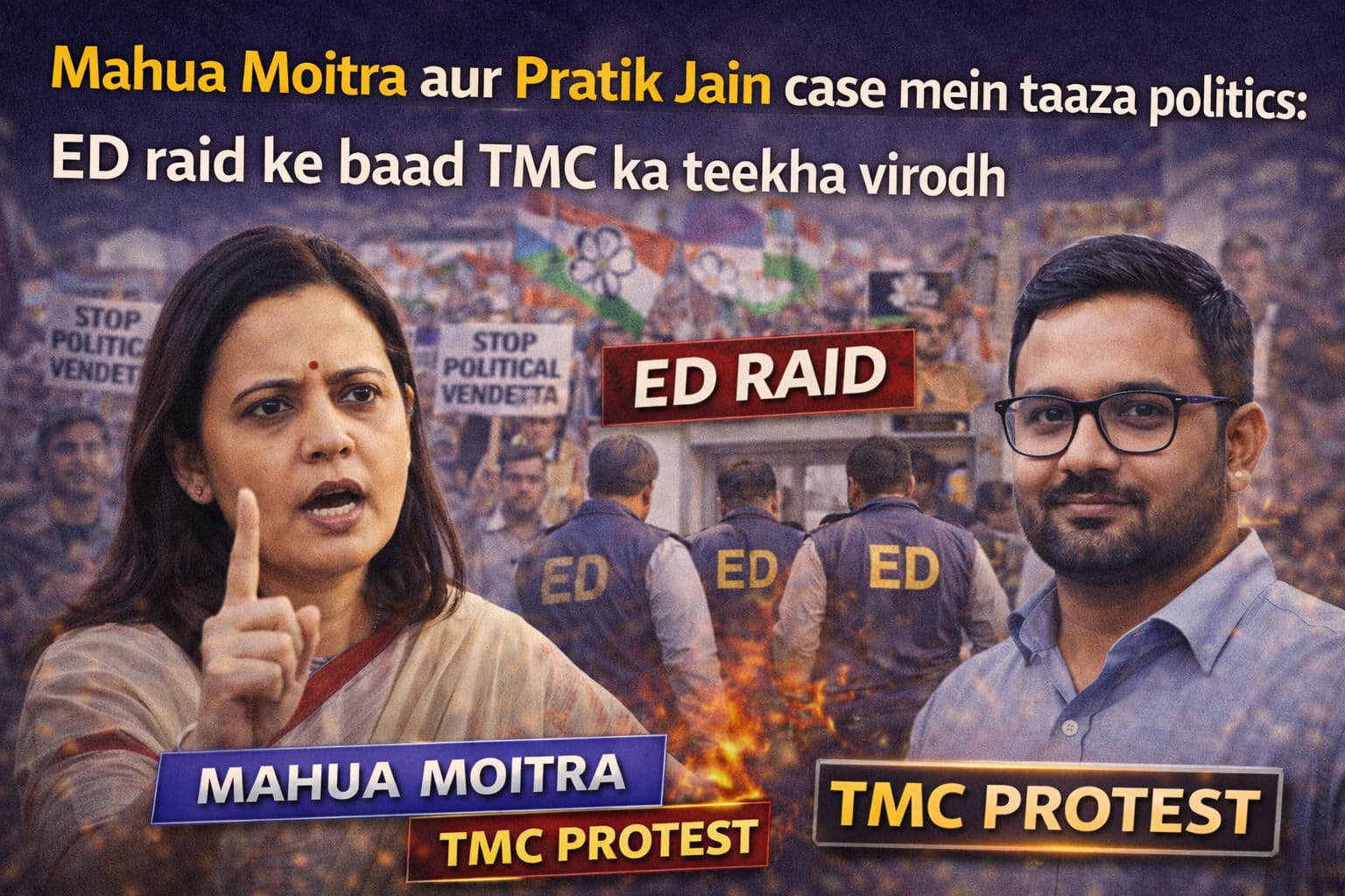 महुआ मोइत्रा और प्रतीक जैन मामले में ताज़ा राजनीति: ED छापेमारी के बाद TMC का तीखा विरोध