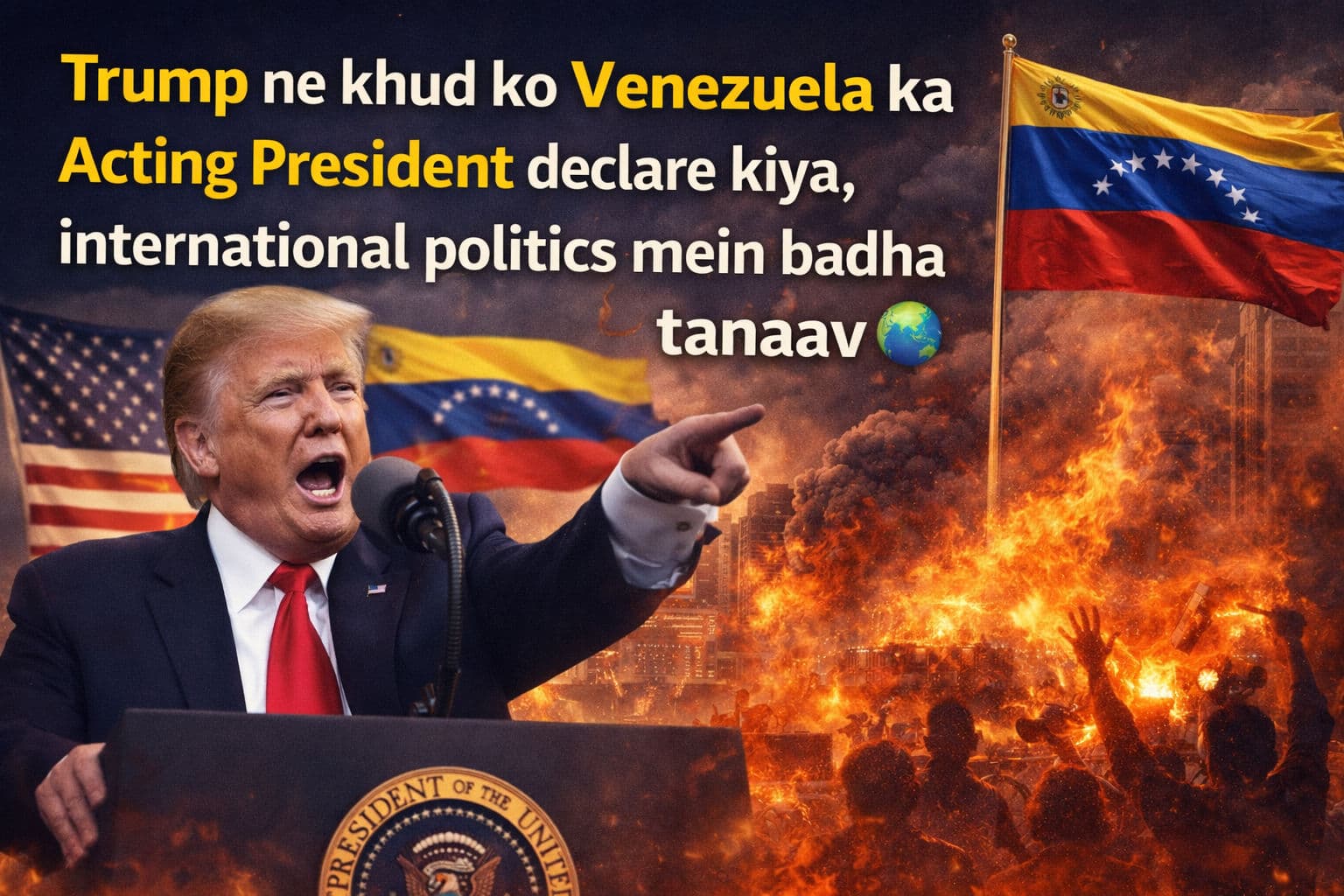 ट्रंप ने खुद को घोषित किया वेनेज़ुएला का Acting President, अंतरराष्ट्रीय राजनीति में बढ़ा तनाव