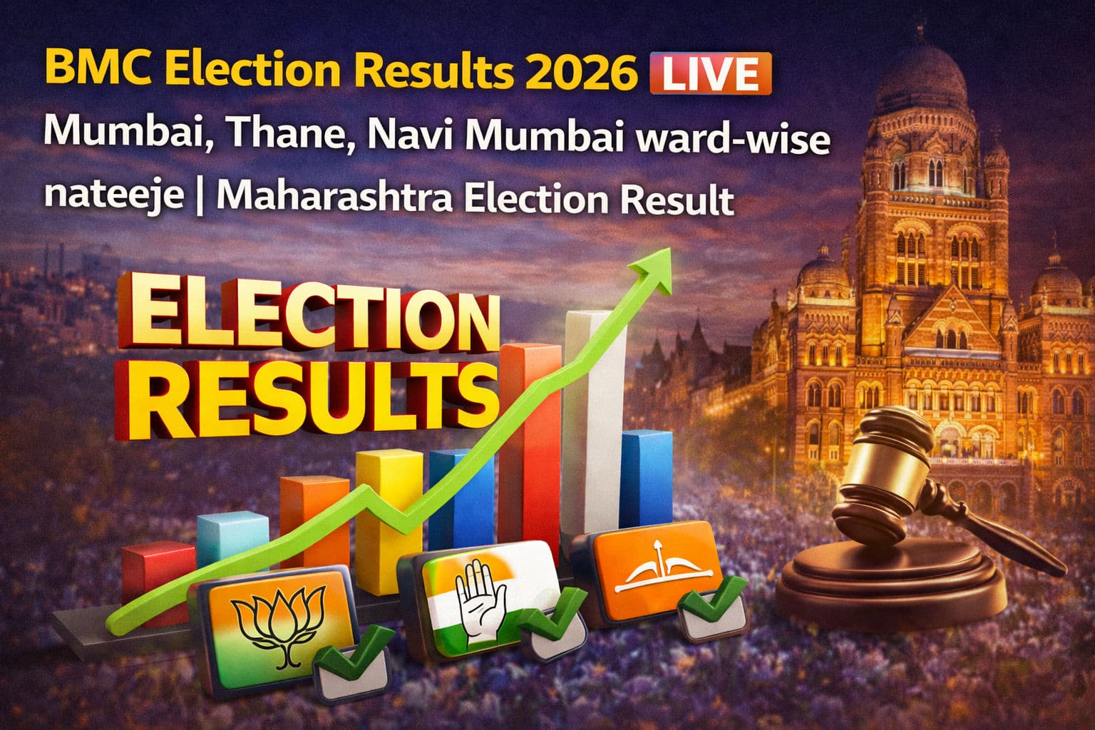 BMC Election Results 2026 LIVE: BJP-Mahayuti की भारी बढ़त, मुंबई BMC और महाराष्ट्र नगरपालिका नतीजे